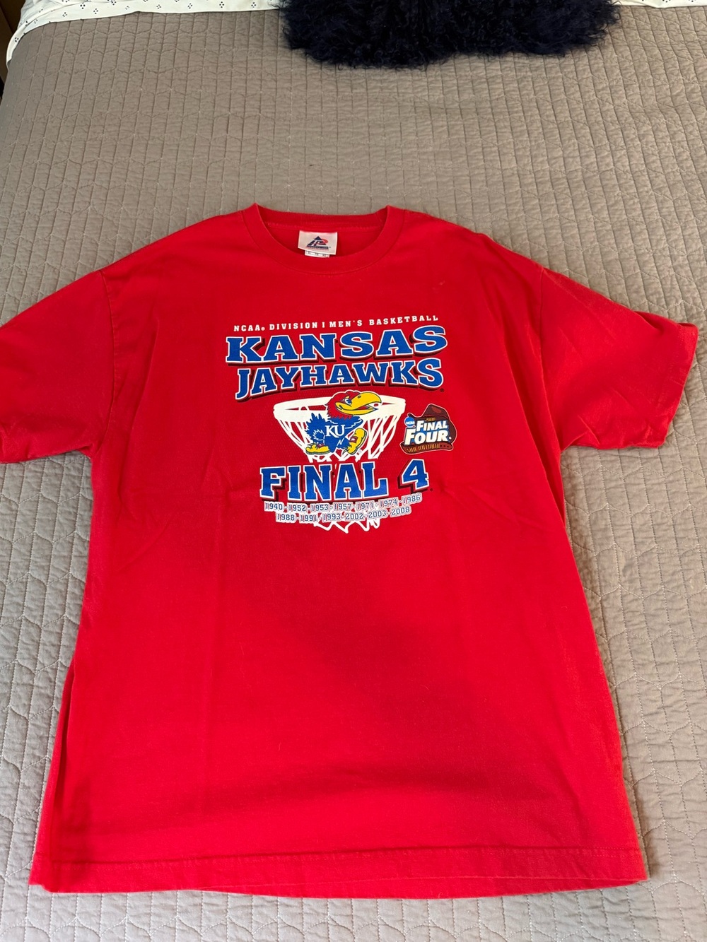 TWO vintage Kansas Jayhawks 100% Cotton Short Sleeve Tees!